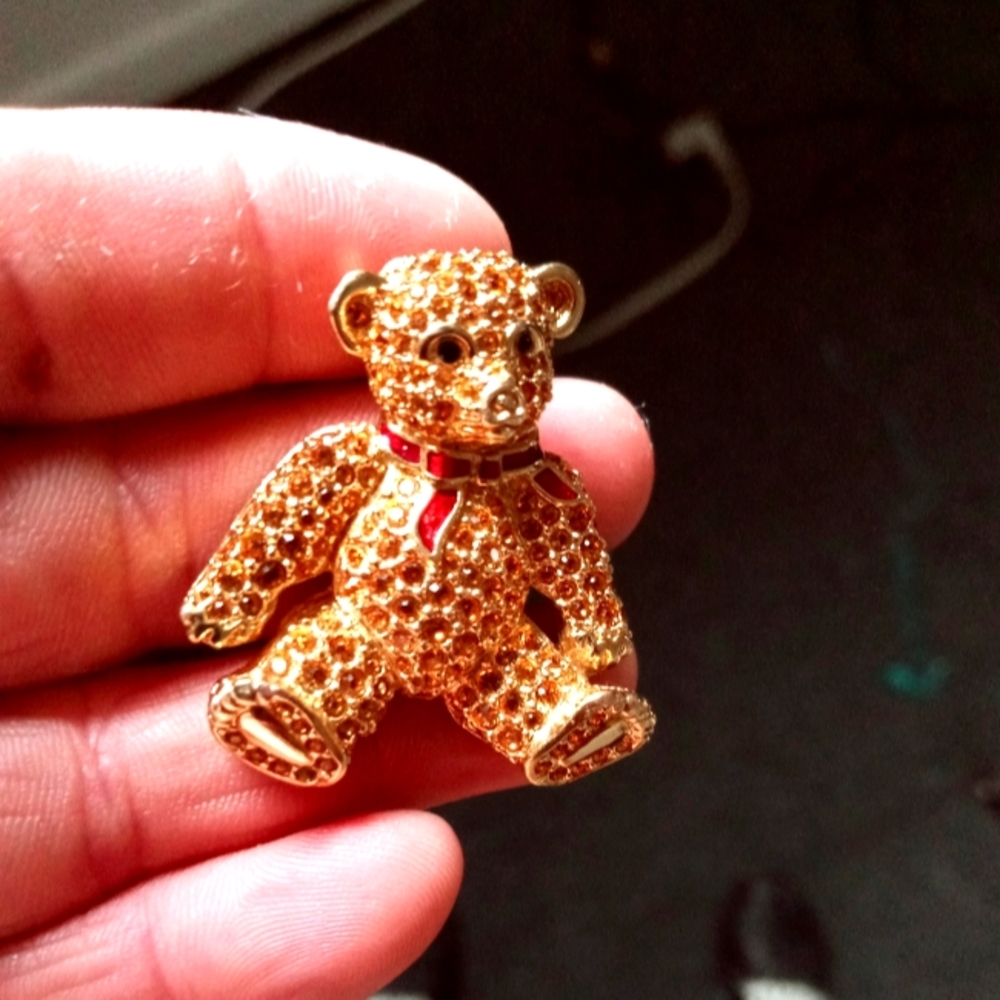 Swarovski teddy bear brooch